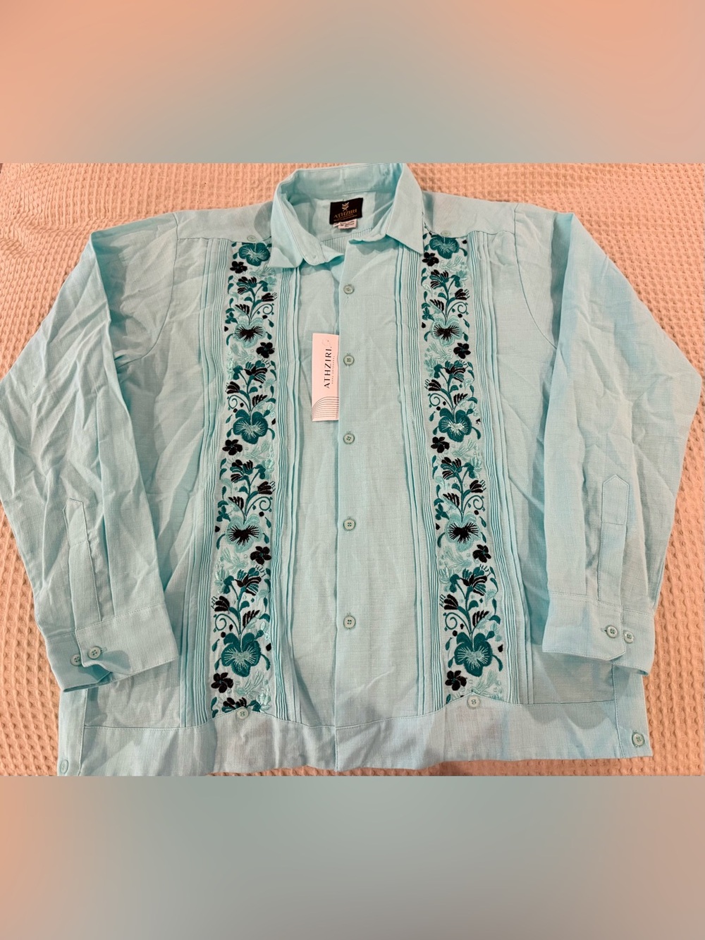 Athziri Ropa Artesanal Men's Guayabera Shirt Size 40 (US Medium/Large) NWT